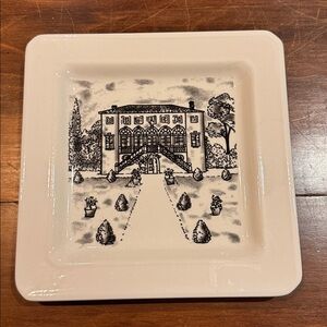 NWOT Brunelli Designed Made In Italy Creamy White Black 8” Square Plate